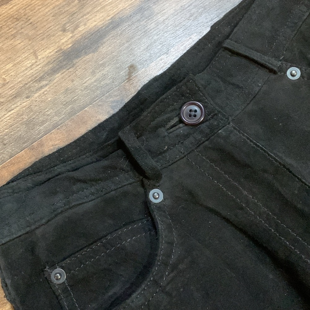Vintage Black Suede 100 % Leather Pants Woman’s 5 Pocket Style Size 0/2 XS/Small - Picture 4 of 16